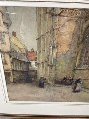 Lot 1198 - Terrick John Williams (1860-1936) watercolour - Street in Rheims, signed, 41cm x 54cm, in glazed gilt frame