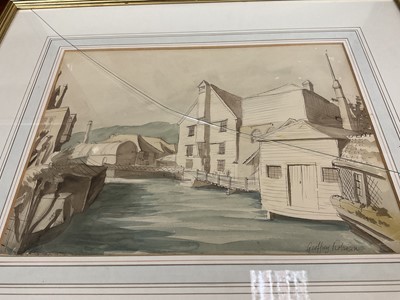 Lot 276 - Geoffrey Robinson (mid 20th century) watercolour Marlow Mill, 25 x 32cm, together with a watercolour of Walton, framed