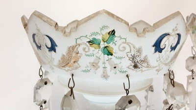 Lot 1310 - Two 19th century glass lustres with prismatic drops