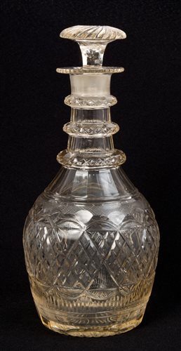 Lot 37 - George III - style ring-neck decanter with...