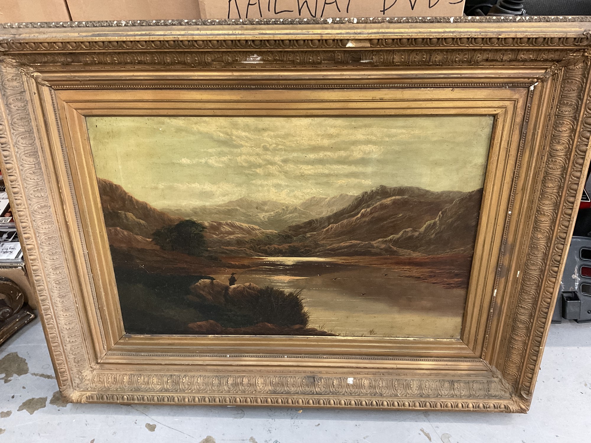 Lot 280 - Late 19th century oil on canvas, Loch scene