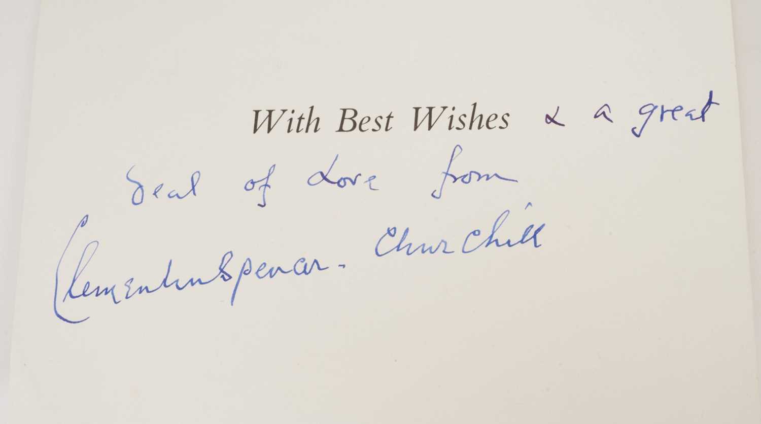 Lot 35 - Lady Clementine Churchill (wife of Sir Winston Churchill) signed 1960s best wishes card with flowers to cover, inscribed 'with best wishes and a great deal of love from Clementine Spencer-Churchil...