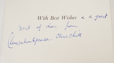 Lot 35 - Lady Clementine Churchill (wife of Sir Winston Churchill) signed 1960s best wishes card with flowers to cover, inscribed 'with best wishes and a great deal of love from Clementine Spencer-Churchil...
