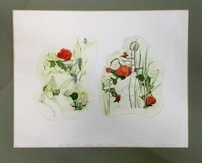 Lot 213 - Sue Kavanagh, contemporary, group of 6 signed limited edition coloured etchings - still life and landscape studies (6)