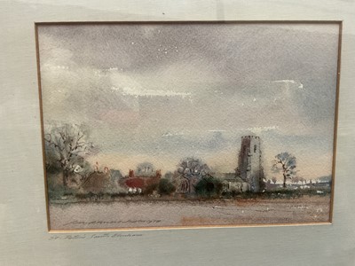 Lot 285 - Ian Armour-Chelu (1928-2000) watercolour, South Elmham church, signed and inscribed, 14 x 18cm, glazed frame
