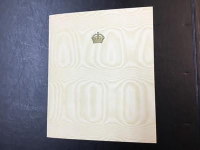Lot 46 - T.M.King George VI and Queen Elizabeth, signed 1949 Christmas card with gilt crown to cover, photograph of the Royal couple in an open carriage signed ' George R 1949 Elizabeth R' Provenance: Sent...