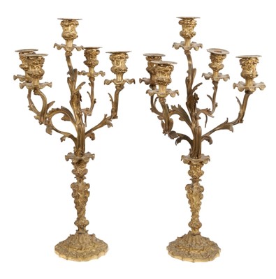 Lot 965 - Pair of 19th century bronze candelabrum