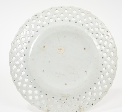 Lot 263 - A Longton Hall basket moulded plate, with pierced border, circa 1755