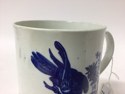 Lot 273 - A Worcester large blue printed Parrot Pecking Fruit pattern mug, circa 1772