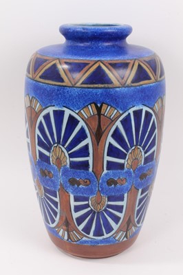 Lot 280 - A Clews Chamelion Ware large blue ground vase