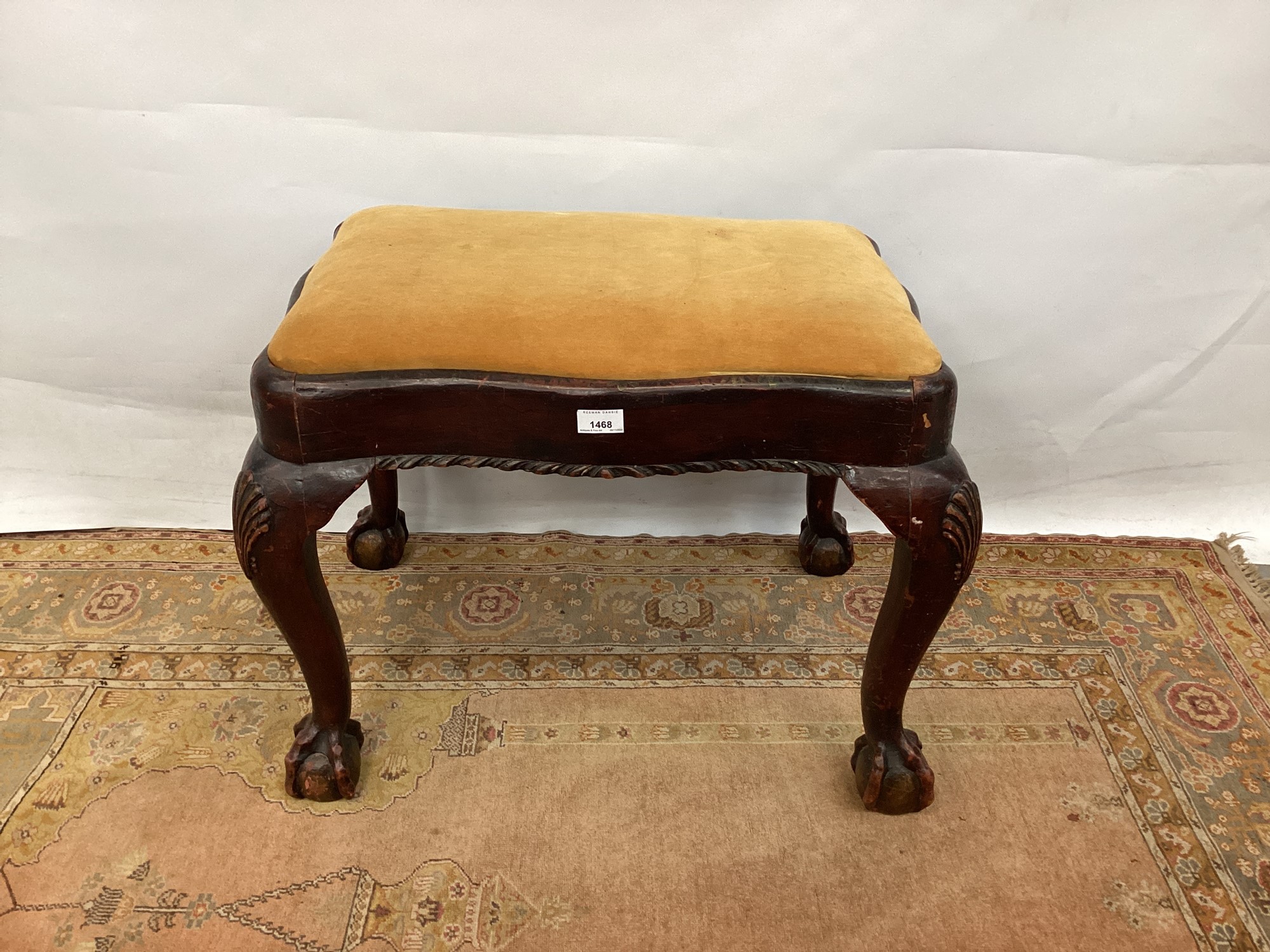 Lot 1384 - 18th century style carved walnut stool,