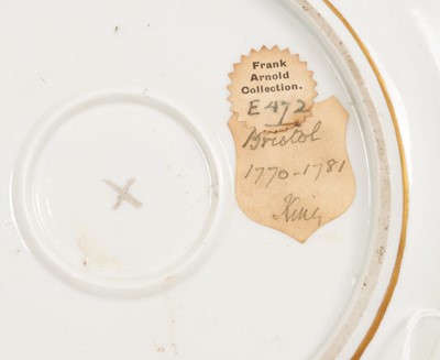 Lot 296 - A Bristol polychrome plate, circa 1775. Provenance; Frank Arnold Collection