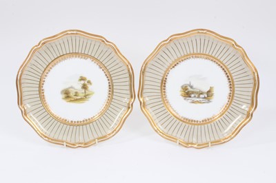 Lot 57 - A pair of Davenport plates, painted with landscapes, circa 1840-45