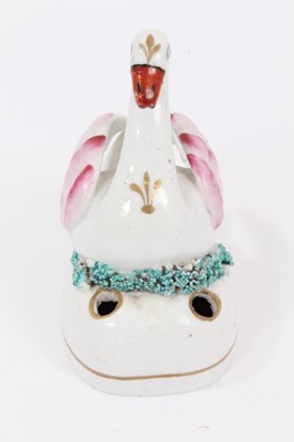 Lot 305 - A 19th century Staffordshire pottery swan form inkwell