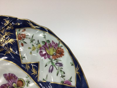 Lot 55 - A Worcester cabbage leaf shaped dish, with ‘powder’ blue ground, circa 1765