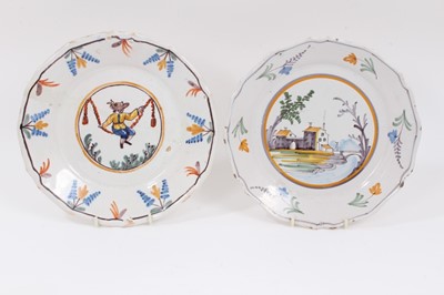 Lot 302 - Two French faience plates