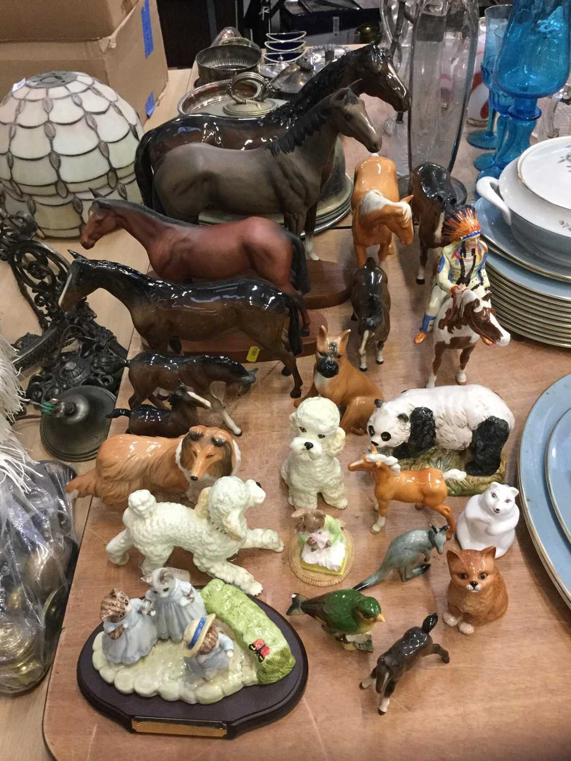 Lot 601 - Group of Beswick Horses, other Beswick and Royal Doulton animals and Beatrix Potter figures.