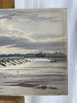 Lot 262 - J. Lennox Browne (act.1868-1902) watercolour - Sunbury Weir, signed, titled and dated 1878, 14cm x 22cm, unframed
