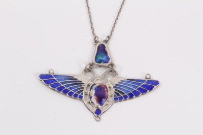 Lot 166 - Egyptian revival silver and enamel Charles Horner pendant necklace