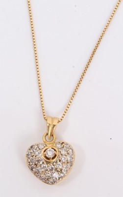 Lot 167 - 18ct gold diamond set heart shaped pendant on 18ct gold chain