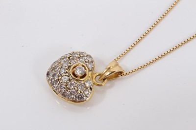 Lot 167 - 18ct gold diamond set heart shaped pendant on 18ct gold chain