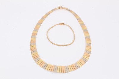 Lot 172 - 18ct three colour gold Cleopatra necklace and a similar bracelet