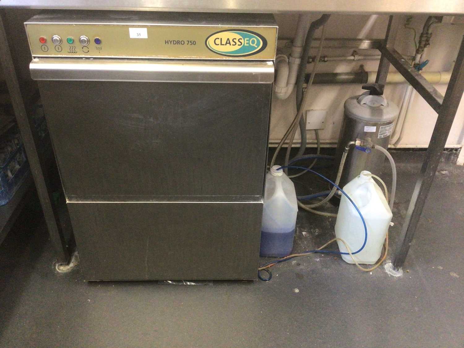 Lot 31 - A Classeq Hydro 750 stainless steel glass washer, with water softener, cable and plug