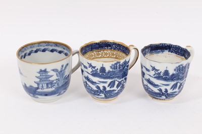 Lot 245 - A group of 18th century Chinese export porcelain, including a pair of blue and white ashets, a fluted teapot, cups, tea bowls, saucer and a plate