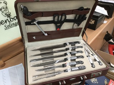 Lot 624 - New kitchen knife set in case by Rosenbaum Solingen