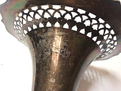 Lot 51 - Silver trumpet vase with pierced rim, 25.5cm high