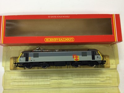 Lot 85 - Hornby OO gauge locomotives BR two tone grey with yellow ends Class 90 Bo-Bo electric locomotive 90 042, R242, BR green Class 29 Bo-Bo diesel, D6103, R338, BR Railfreight Class 37 diesel, 37 671, R...