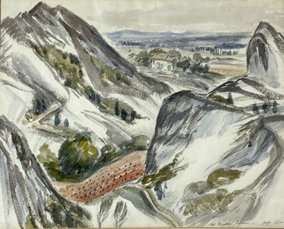 Lot 1170 - Joseph Robinson (1910-1986) watercolour, Provençal Landscape, signed and inscribed, 32cm x 42cm, in glazed frame