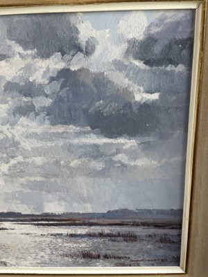 Lot 1167 - *Cavendish Morton (1911-2015) oil on board - Marshland view, signed and dated 1973, 39cm x 49cm, framed