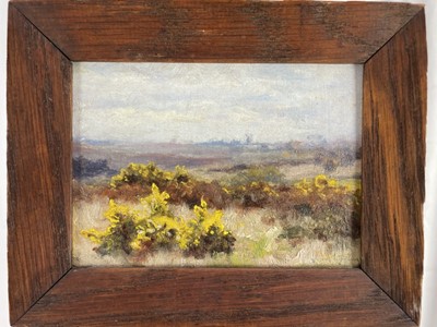 Lot 1199 - Edward Lingwood (1859-1924) oil on canvas board - The Heath, Westleton, indistinctly signed, inscribed verso, 10cm x 14cm, in oak frame