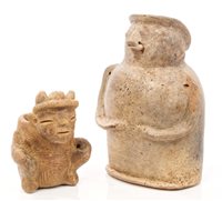 Lot 69 - Seven Ancient pre-Columbian pottery mask...