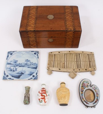 Lot 1029 - Assorted works of art including Victorian inlaid jewellery box, etc