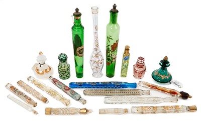 Lot 910 - Collection of 19th century glass scent bottles