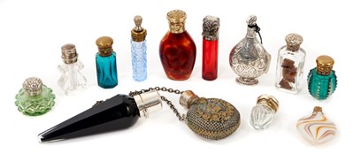 Lot 912 - Good collection of scent bottles, some with silver mounts