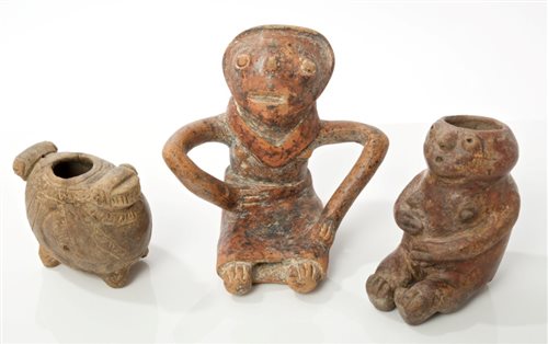 Lot 71 - Three Ancient pre-Columbian pottery figure...