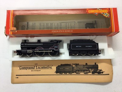 Lot 79 - Hornby OO gauge locomotives LMS maroon 4-4-0 Compound Class 4P locomotive and tender 1000, R376, LMS maroon 4-6-0 Class 5 locomotive and tender 4657, R842, GWR lined green 4-6-0 Saint Class 'Saint...