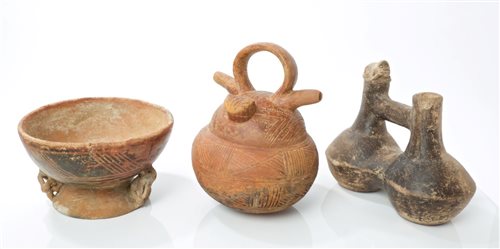 Lot 72 - Three Ancient pre-Columbian pottery vessels -...