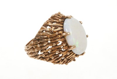 Lot 736 - 1970s gold opal ring