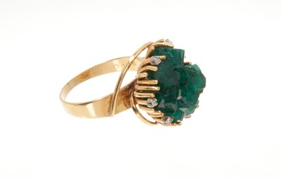 Lot 737 - Synthetic Emerald and diamond cocktail ring