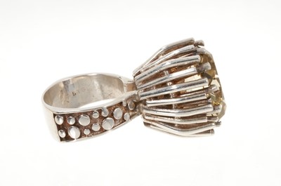 Lot 738 - 1970s silver smokey quartz cocktail ring