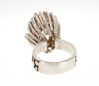 Lot 738 - 1970s silver smokey quartz cocktail ring