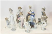 Lot 2115 - Collection of nine Lladro porcelain figures -...