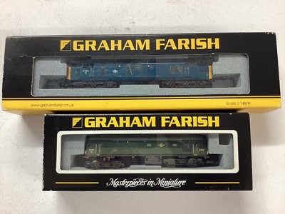 Lot 116 - Graham Farish by Bachman N gauge BR blue Class 37/0 Diesel locomotive 37254, 371-465 plus BR green Class 24 Diesel locomotive, D7549, 371-078