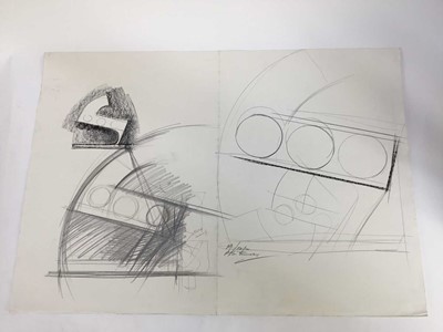Lot 308 - Peter Thursby (1930-2011) group of drawings on paper, various architectural and sculptural subjects, variously signed and dated, 60 x 85cm, and smaller (9)