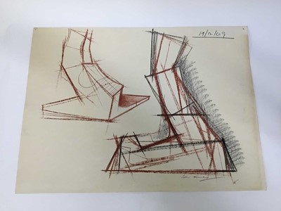 Lot 1331 - Peter Thursby (1930-2011) group of drawings on paper, various architectural and sculptural subjects, variously signed and dated, approximately 60 x 85cm, and smaller (7)