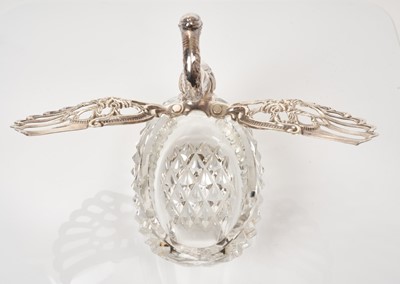 Lot 470 - Continental silver mounted cut glass posy vase / bowl in the form of a Swan